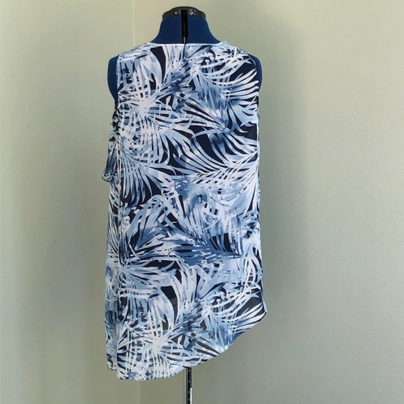 Sami & Jo Sheer Blue White Top Blouse  Size XL - Picture 4 of 6